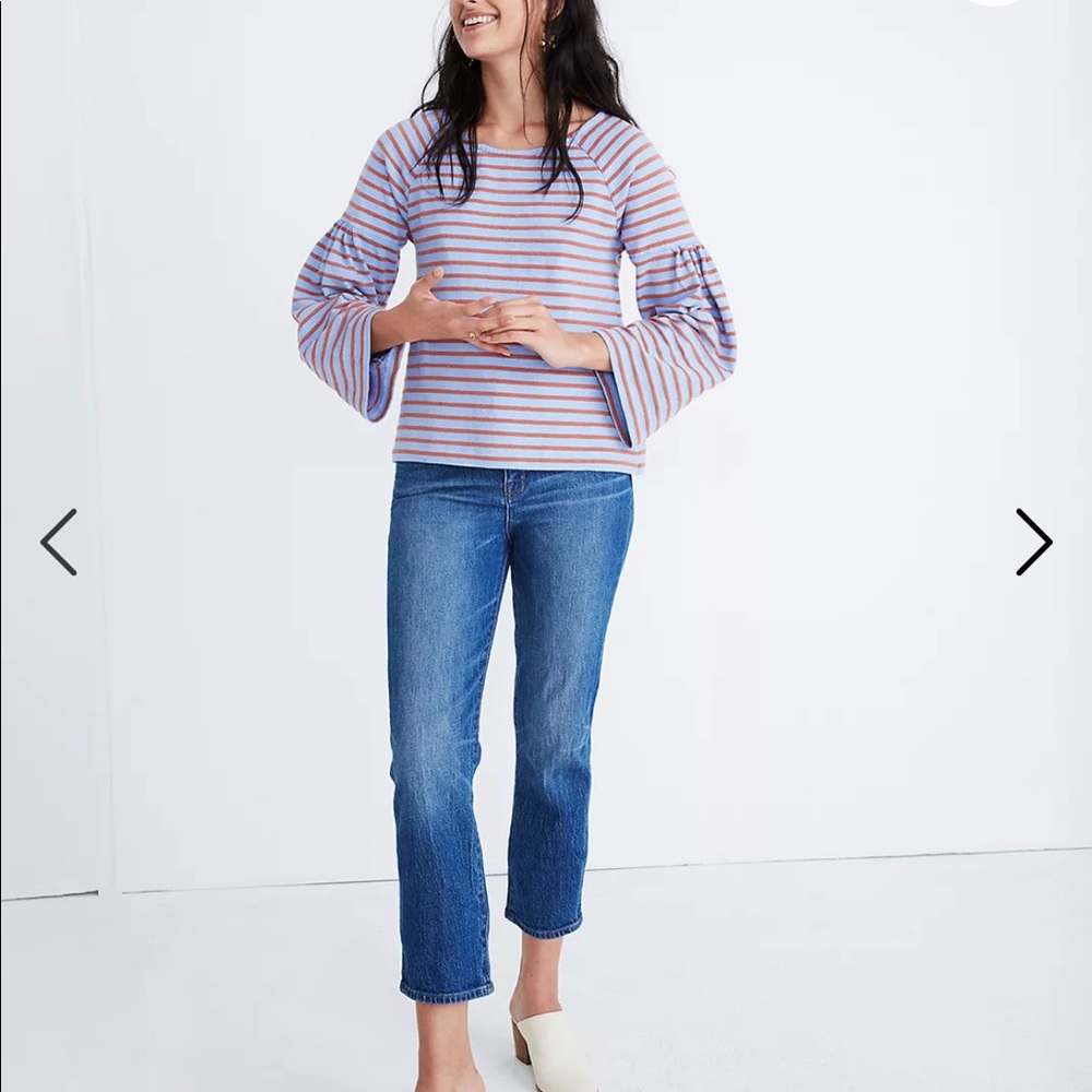 Madewell Shirred Sleeve Striped Sailor Top